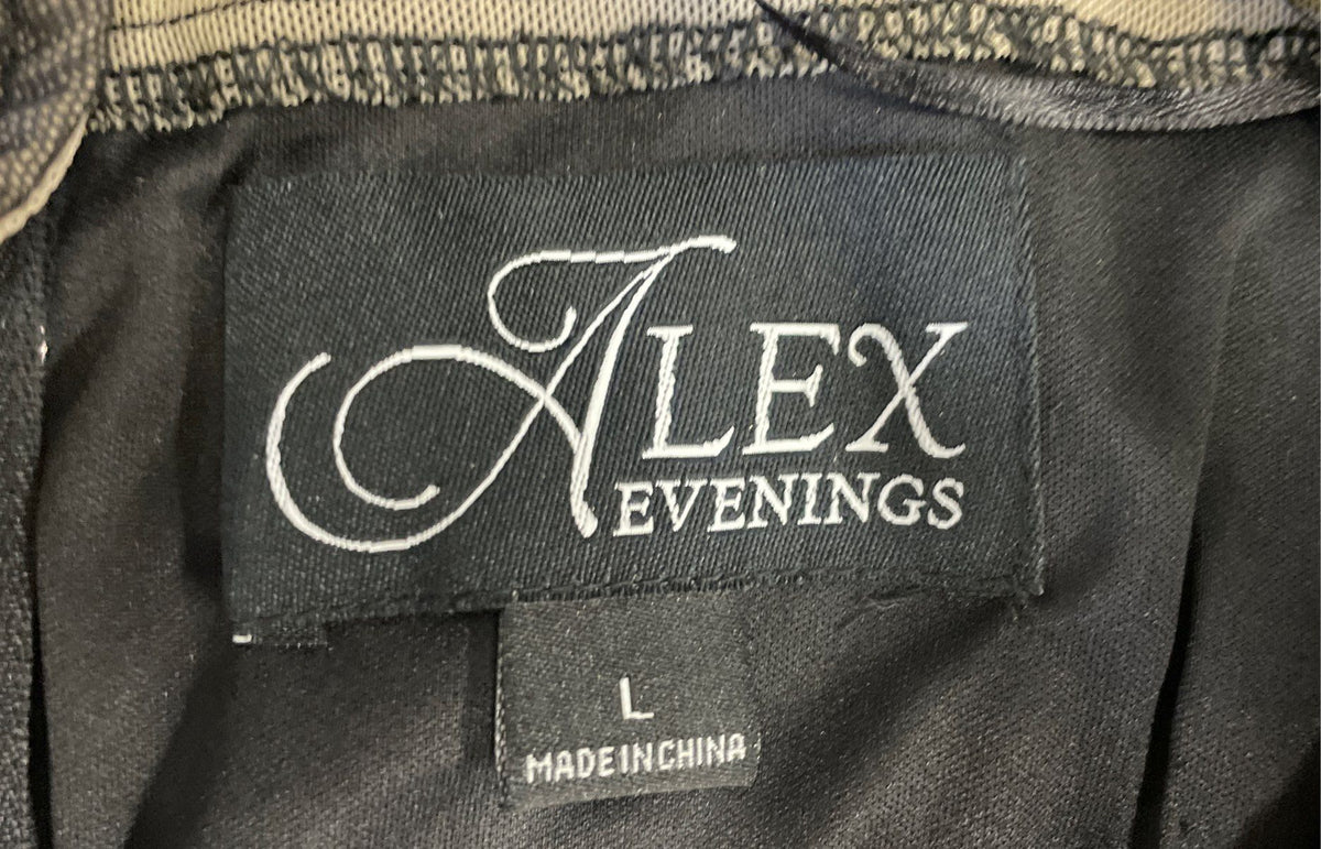 Alex Evenings Women's Sequined Embroidered Floral Mesh 3/4 Sleeve Top Sz L