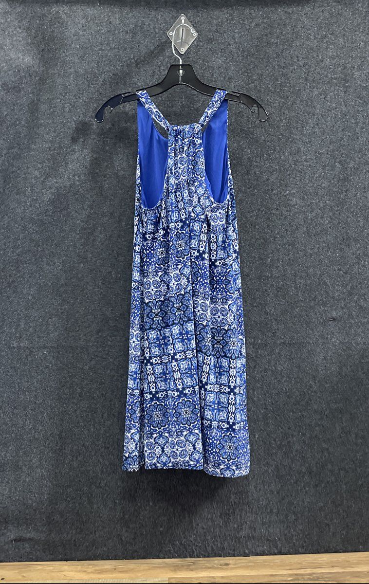 Cupio Women's Blue Geometric Tile Print Sleeveless Maxi Dress Sz M NWT