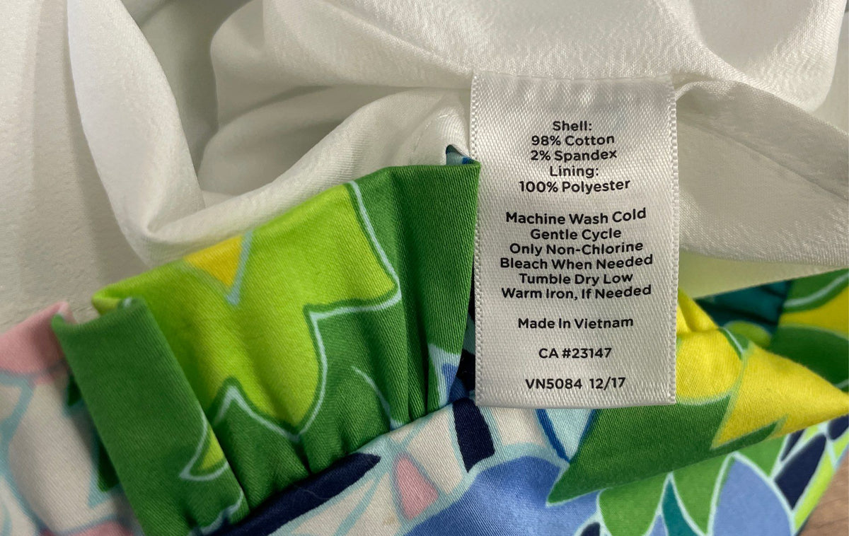 Talbots Women's Floral Sleeveless Cotton Blend Ruffle Hem Sheath Dress Sz 6
