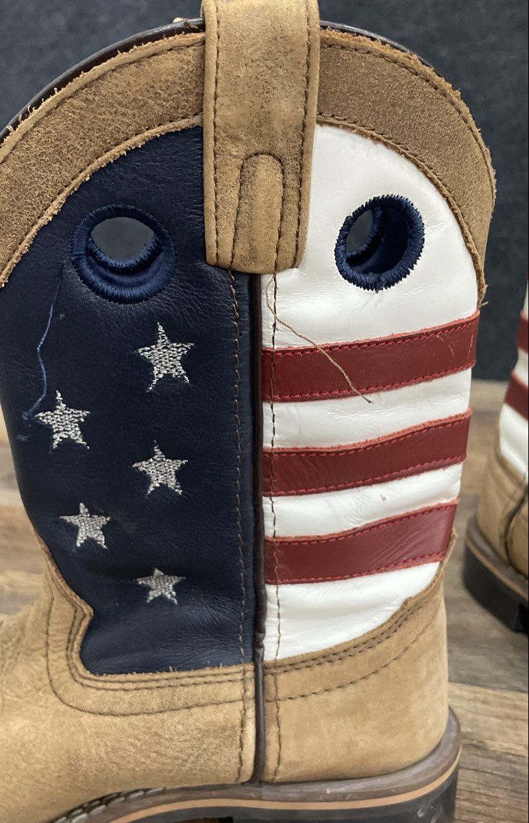 Smoky Mountain Kids American Flag Stars & Stripes Western Cowboy Boots Size 2 R