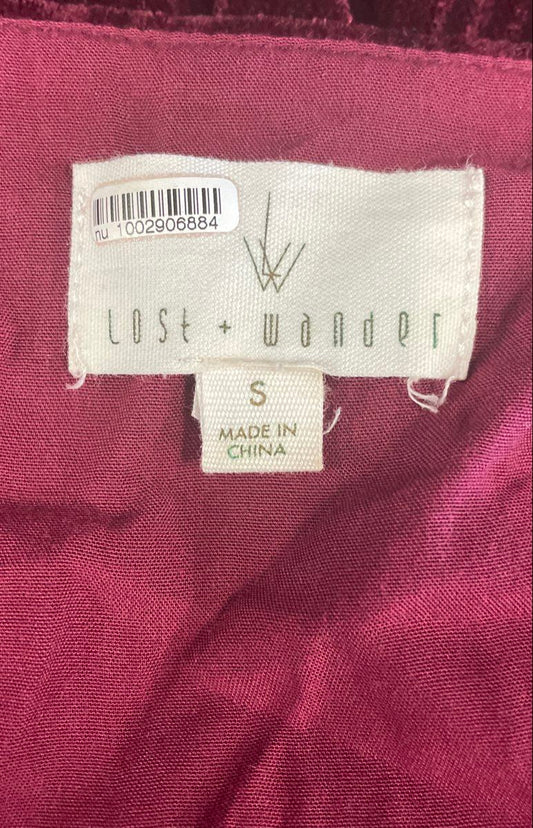 Lost + Wander Women's Burgundy Crushed Velvet Sweetheart Neck Crop Top Size S