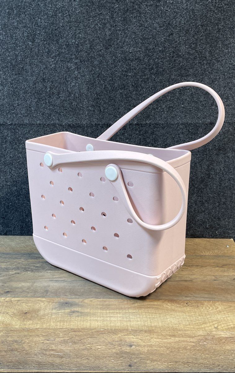 Pink Perforated EVA Rubber Beach Tote Bag Waterproof Washable