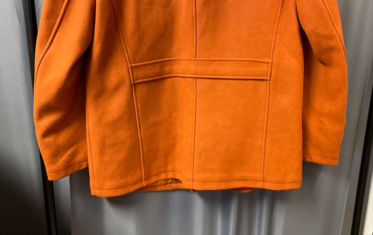 Men's Orange Wool Blend 2-in-1 Inner Bib Pea Coat Jacket Sz L