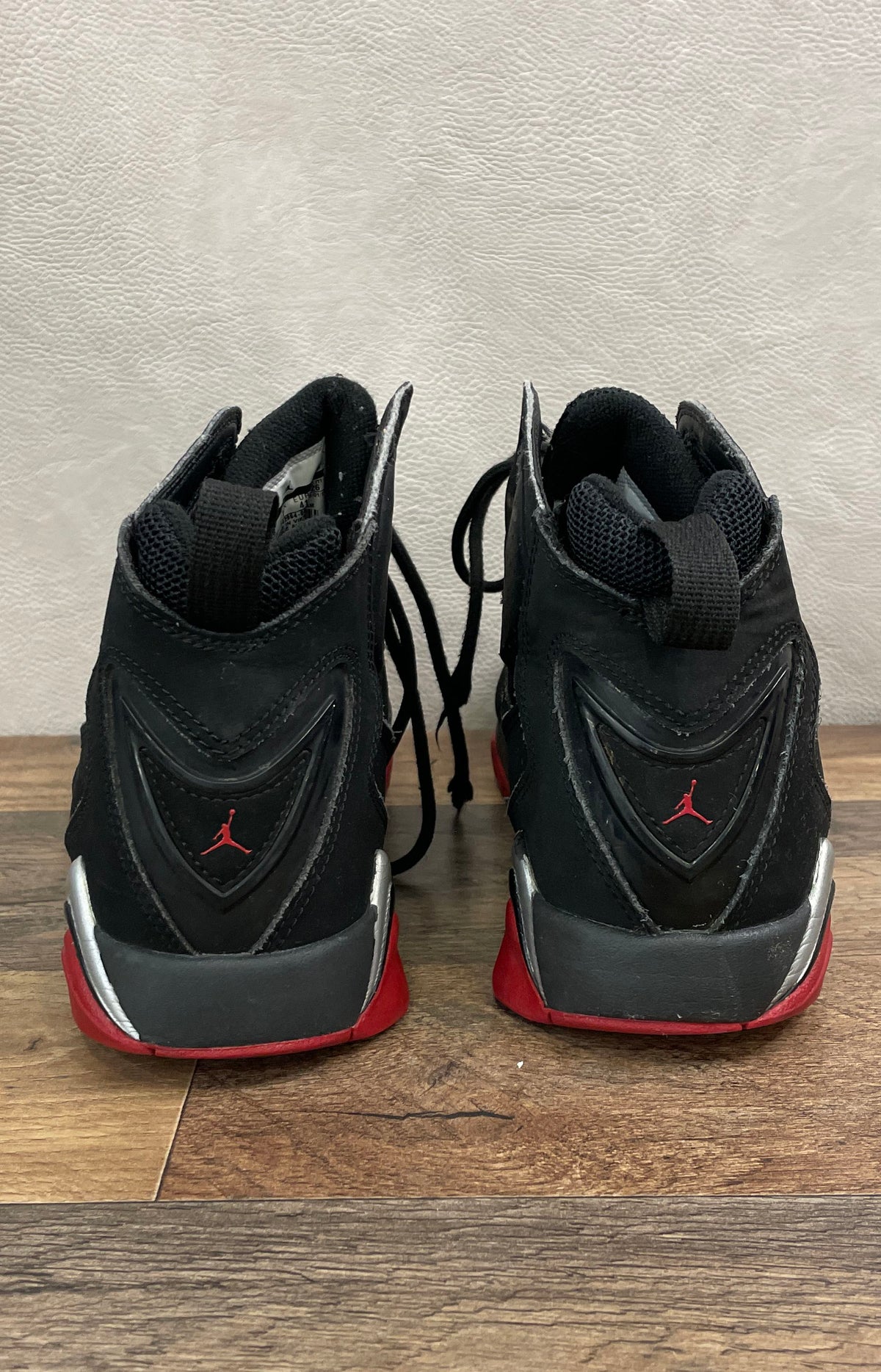 Nike Air Jordan True Flight Black Gym Red Metallic Silver Sneakers Size 8