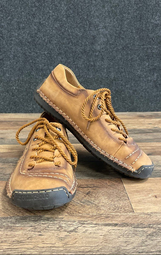 Alcubieree 1978 Tan Leather Casual Comfort Hand Stitched Shoes Size EU 42