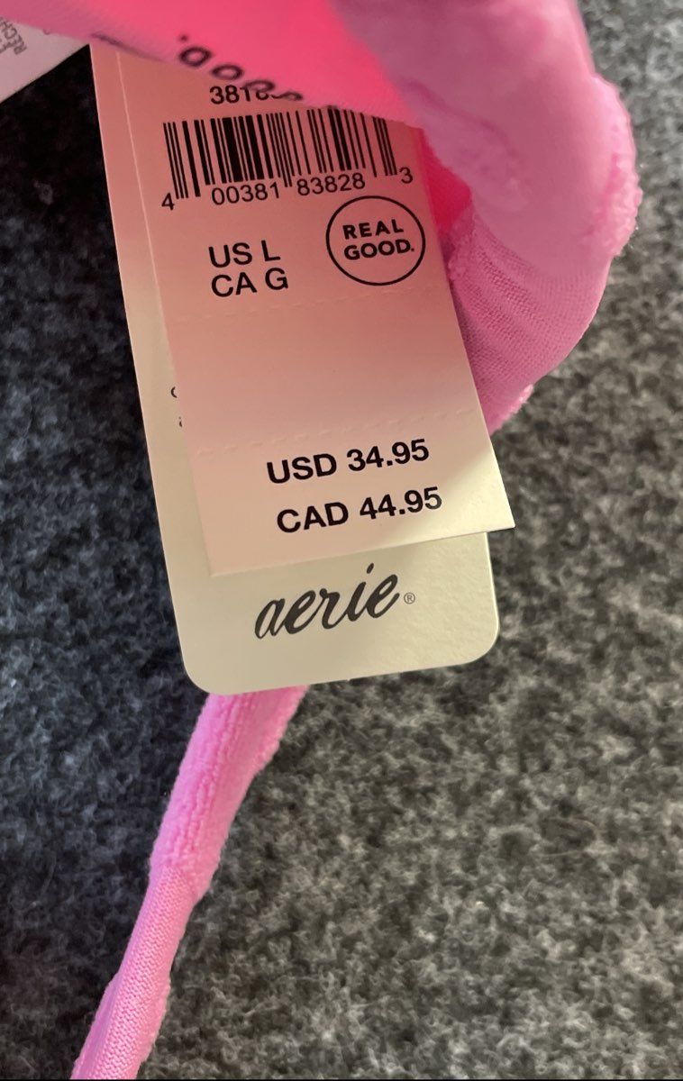 Aerie Women's Pink Floral Textured Bikini Top Bralette Swimwear NWT Size L