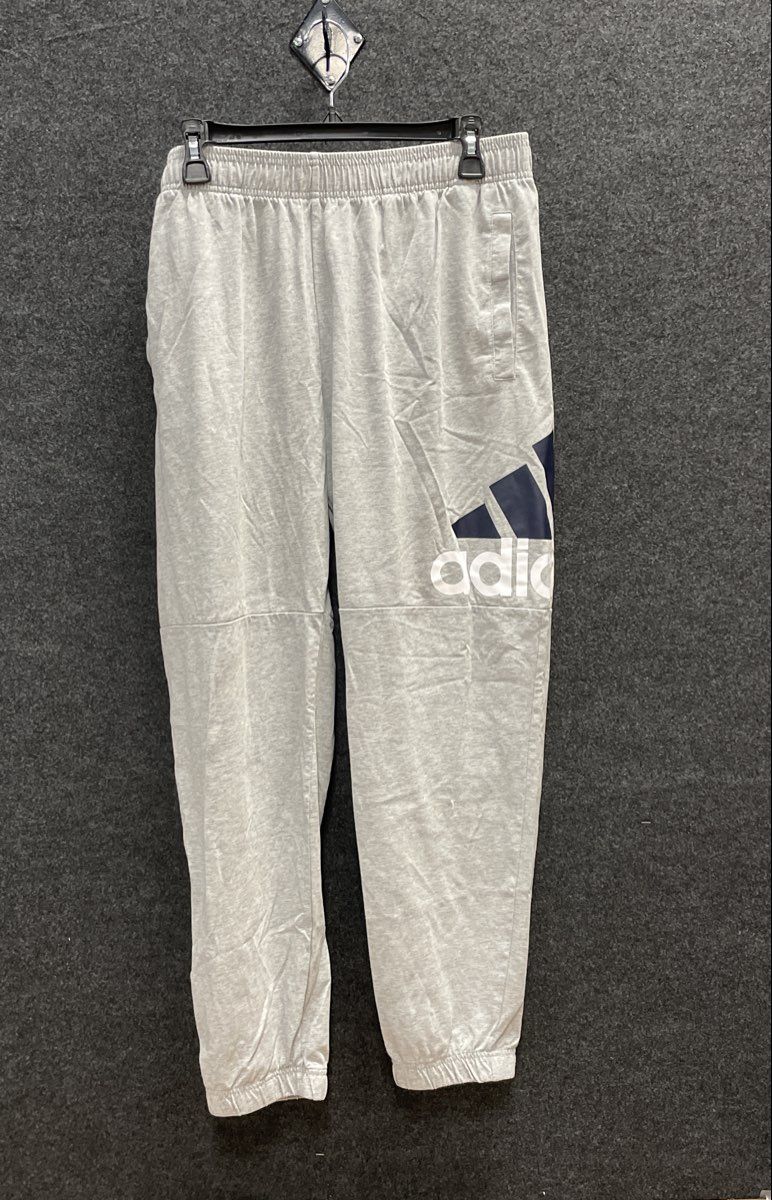 Adidas Men's Big Logo Jogger Sweatpants Heather Gray Cuffed XL