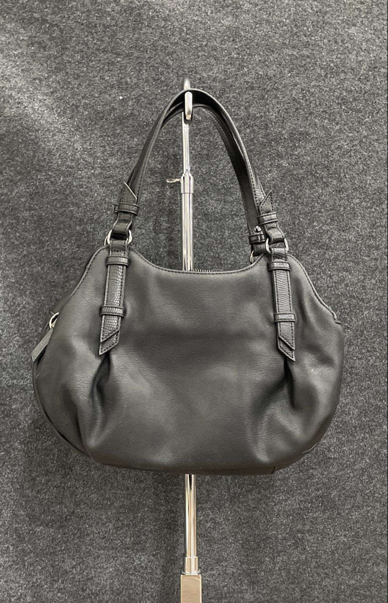 Simply Vera Vera Wang Black Leather Studded Hobo Shoulder Bag Silver Hardware