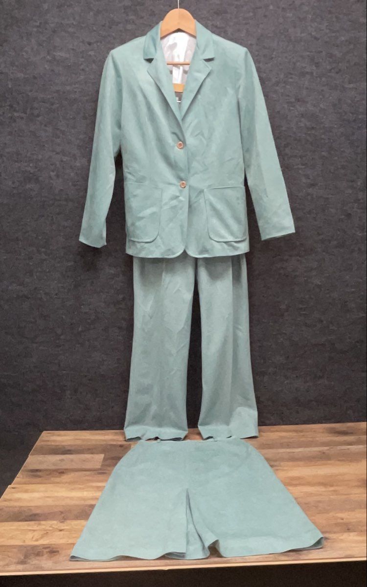 Vintage 90s Chestnut Hill Women's Mint Green 2 Piece Pant Suit Blazer Sz 11/12