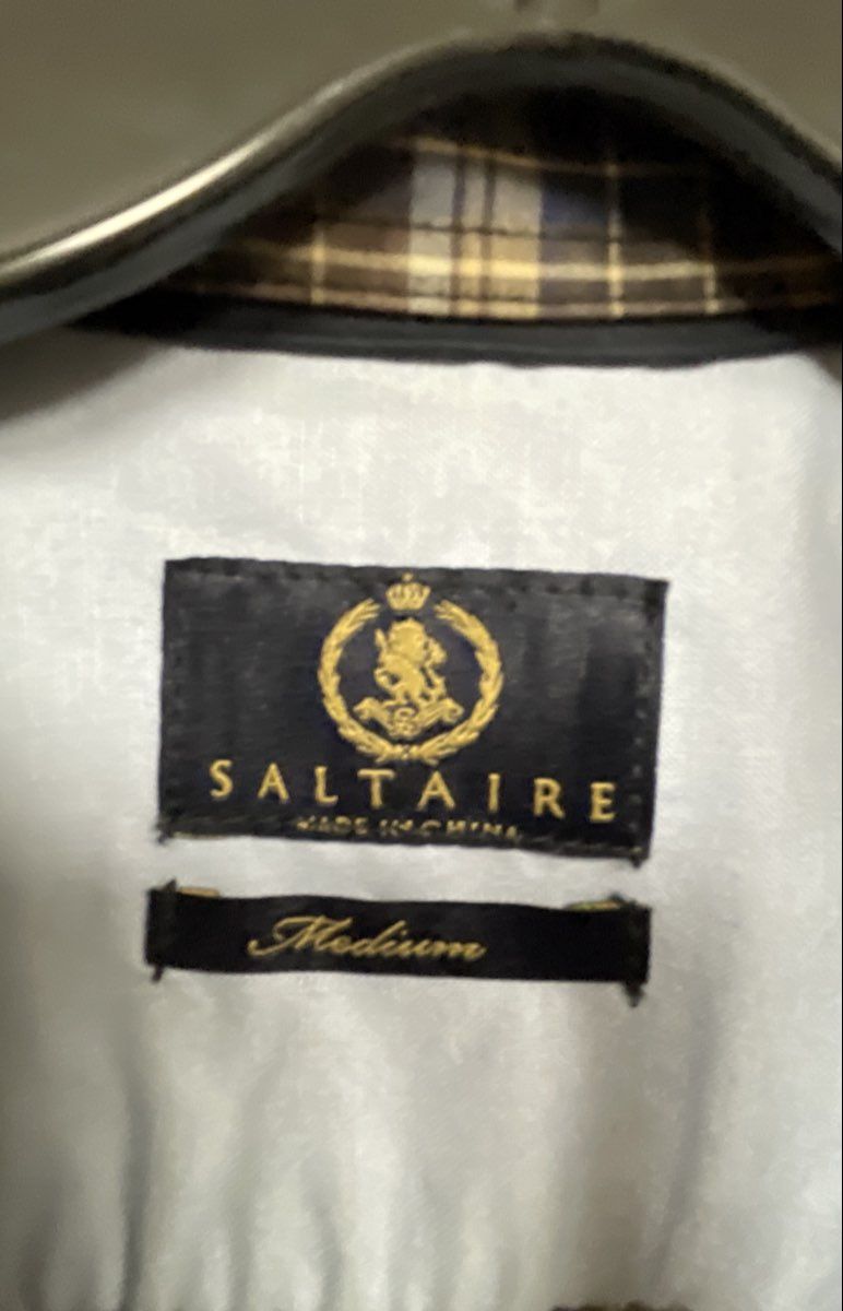 Saltaire Men's Long Sleeve Button Down Shirt Blue White Yellow Plaid Sz M