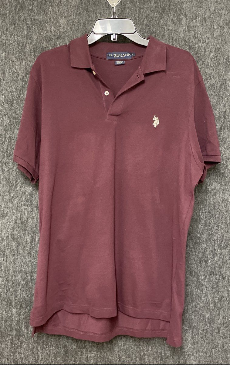 U.S. Polo Assn. Men's Maroon 100% Cotton Pique Short Sleeve Polo Shirt Sz L