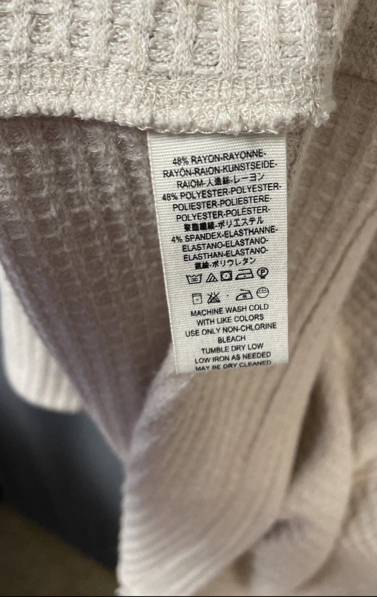We The Free Women's Beige Waffle Knit Turtleneck Tunic Sweater Sz M
