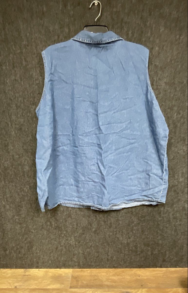 Vintage Looney Tunes Women's Blue Tweety Bird Embroidered Denim Vest 22W/24W