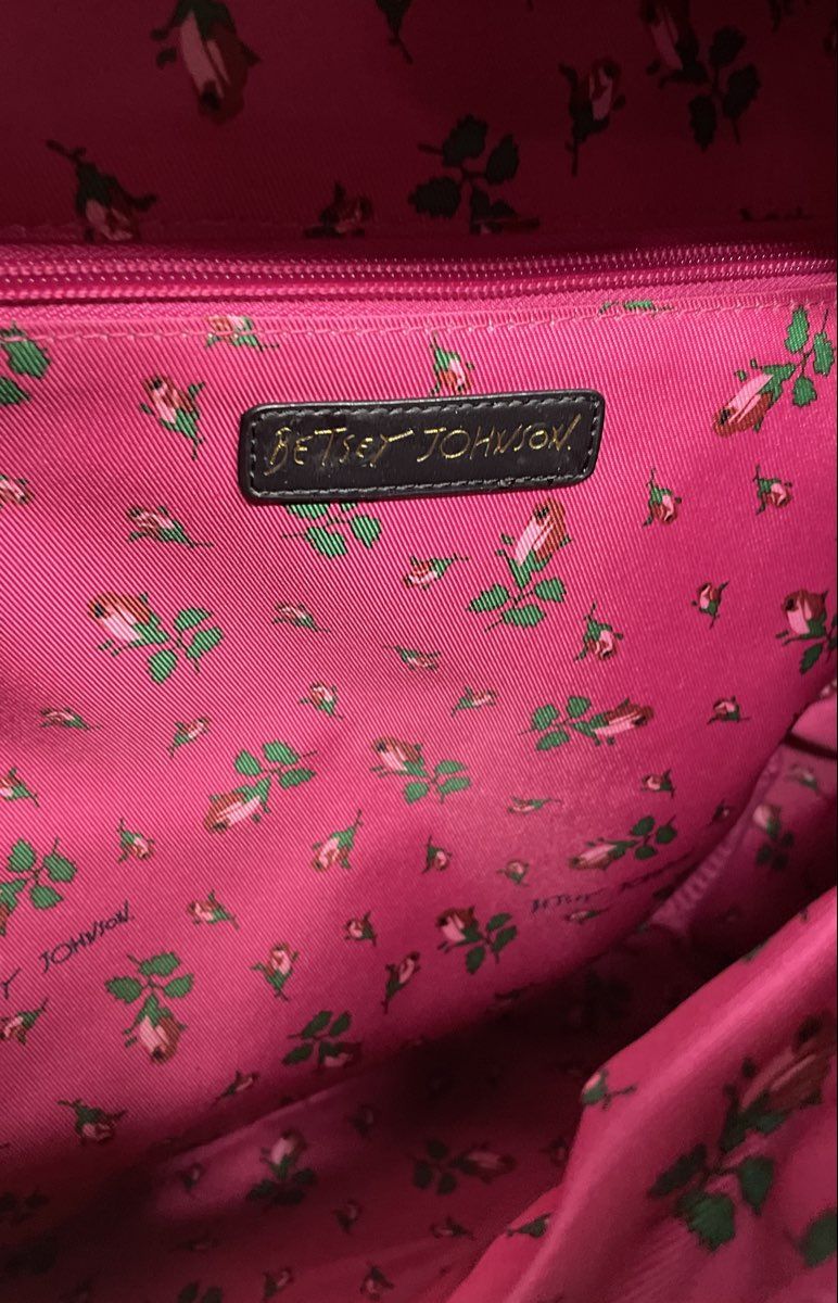 Betsey Johnson Black White Striped Floral Embroidered Studded Backpack NWT