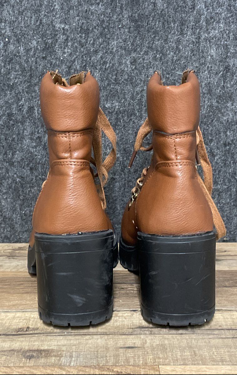 C&C California Cognac Brown Lace Up Women's Combat Boots Size 6.5