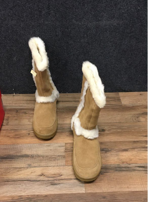 Sonoma Goods for Life Tan Faux Fur-Lined Mid Calf Leather Boots Size 8.5