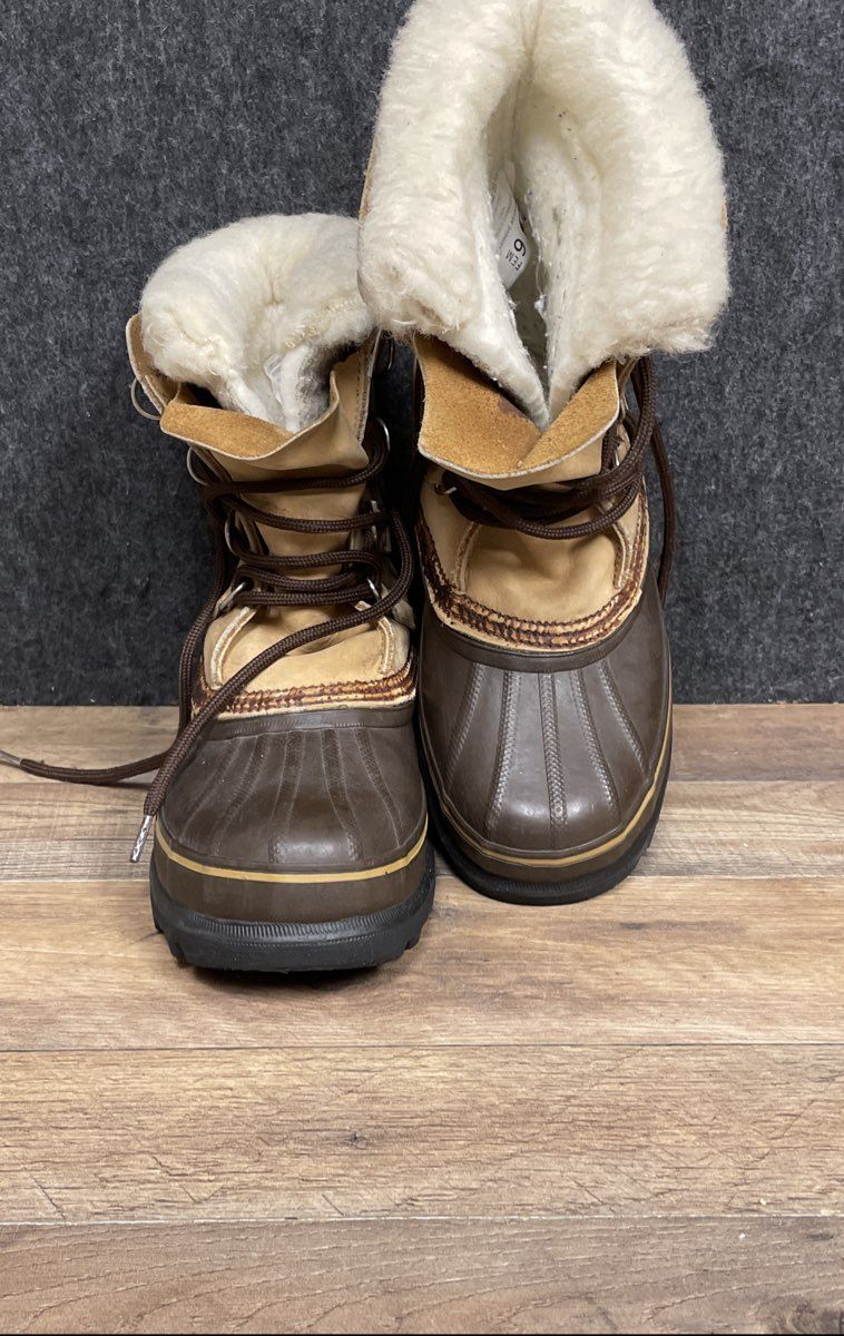 Vintage Eddie Bauer Leather Duck Snow Boots Sorel Liner Mens Sz 9