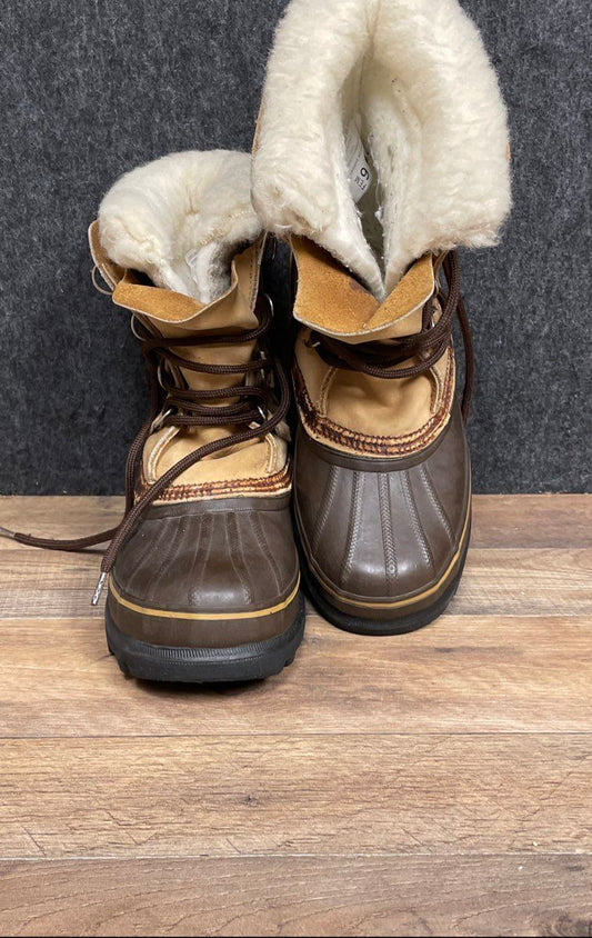 Vintage Eddie Bauer Leather Duck Snow Boots Sorel Liner Mens Sz 9