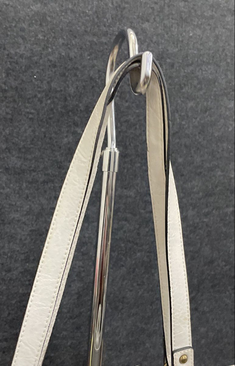 b.o.c. White Faux Leather Tote Shoulder Bag Antique Brass Hardware