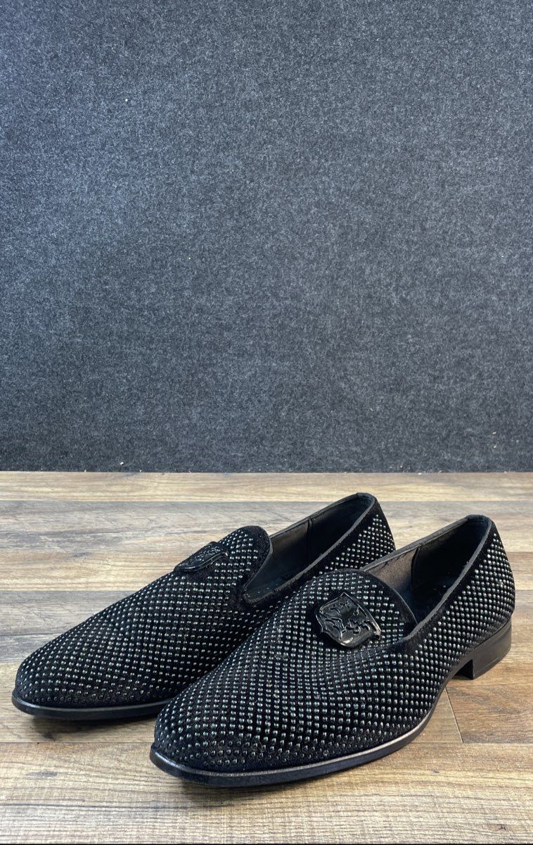 Stacy Adams Swagger Studded Black Slip-On Loafers Dress Shoes Size 10M