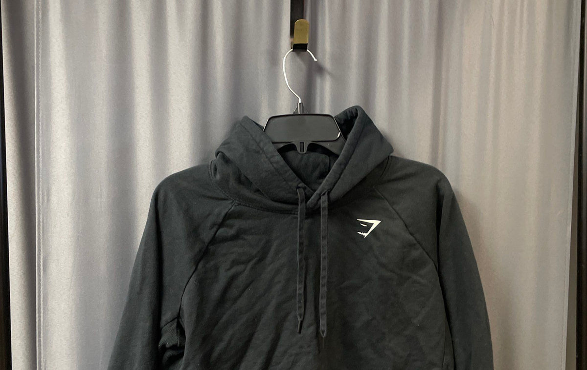 Gymshark Women's Crop Pullover Hoodie Black Activewear Sweatshirt Sz M