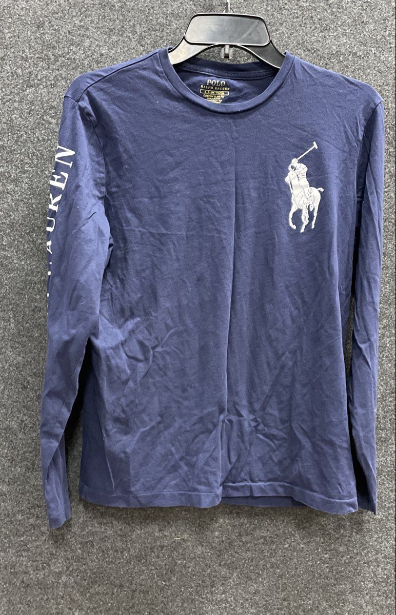 Polo Ralph Lauren Men's Navy Big Pony Long Sleeve T-Shirt Custom Slim Fit Sz S
