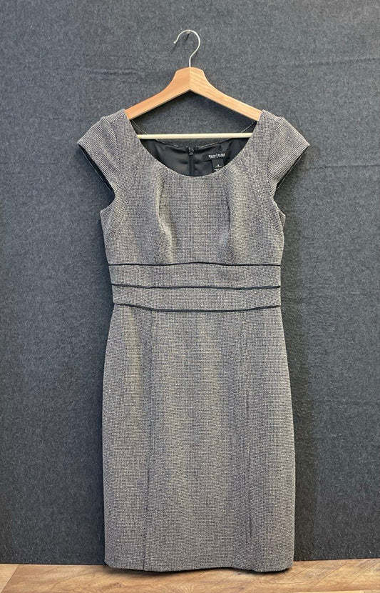 White House Black Market Women's Houndstooth Cap Sleeve Sheath Dress Sz 4