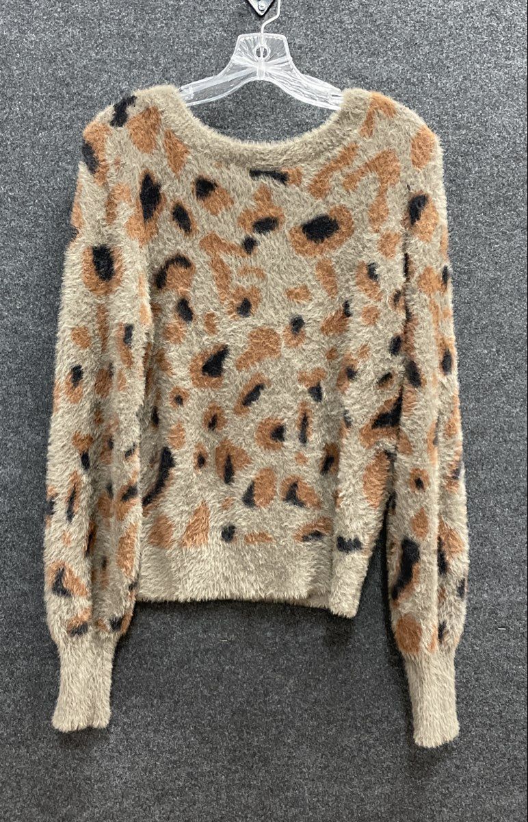 Sofia by Sofia Vergara Women's Leopard Print Eyelash Knit Sweater Sz S NWT