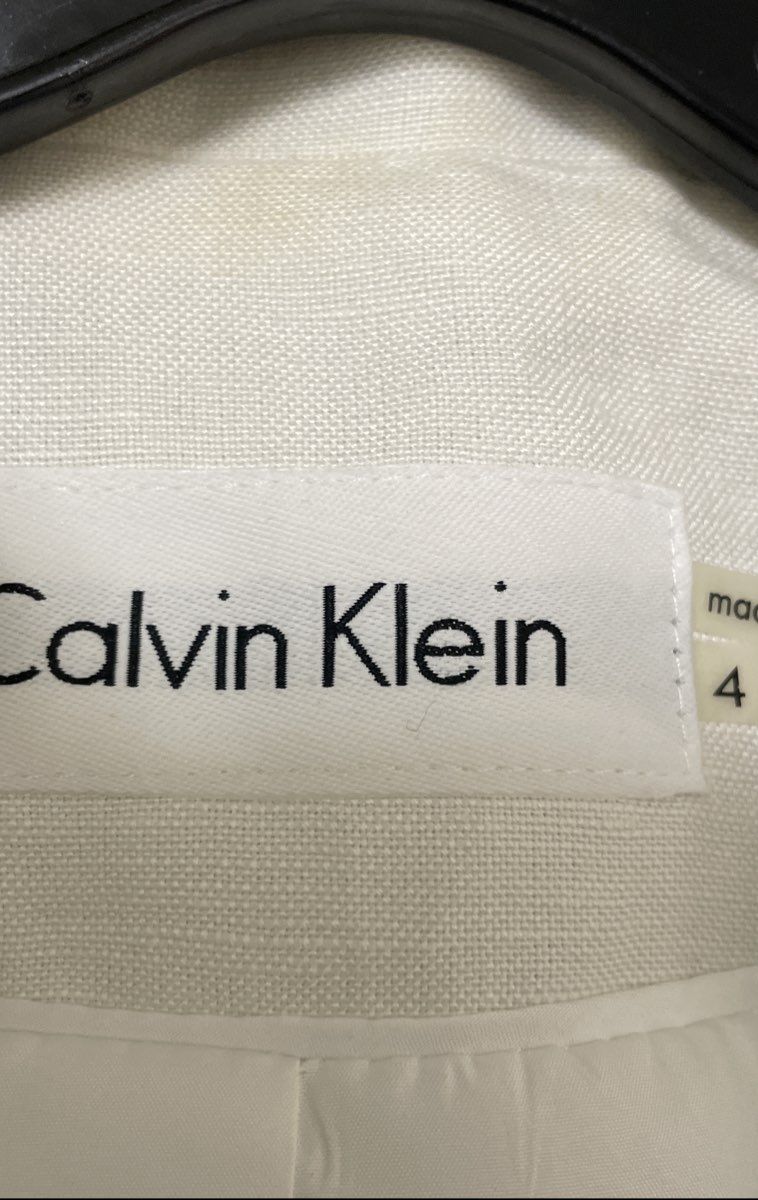 Calvin Klein Women's White Linen Blend Two Button Blazer Sz 4
