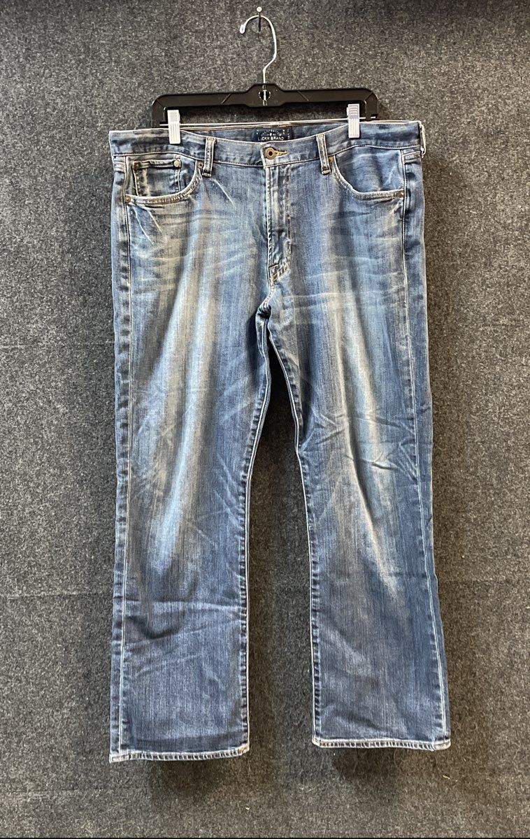 Lucky Brand Men's Medium Wash Blue Whiskered Straight Leg Denim Jeans Sz 36x30