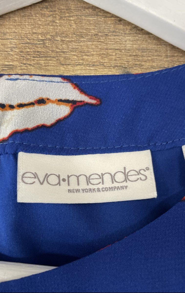 Eva Mendes New York & Company Women's Blue Orange Floral Shift Dress NWT Sz XS