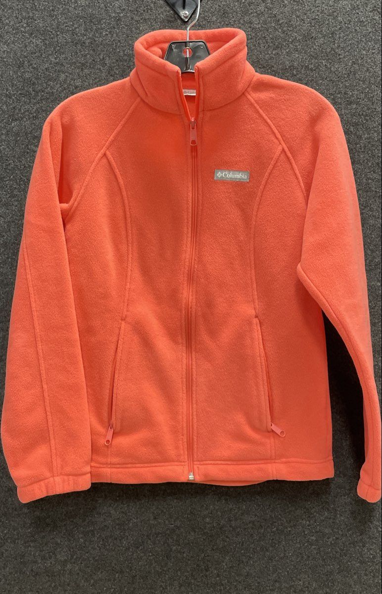 Columbia Women's Fleece Jacket Coral Orange Full Zip Mock Neck Sz XS