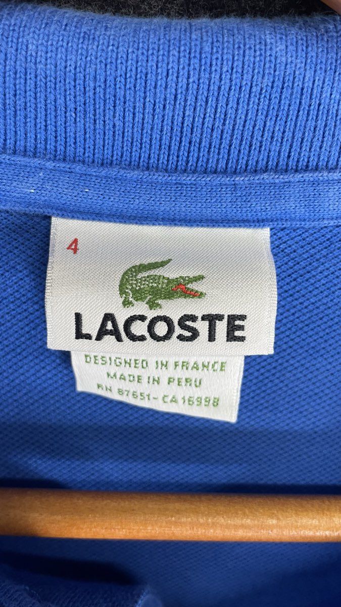 Lacoste Men's Blue Short Sleeve Pique Cotton Polo Shirt Classic Fit Size 4 M