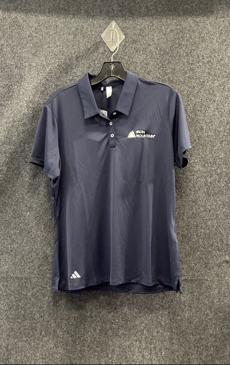 Adidas Women's Navy Blue Golf Polo Shirt Iron Mountain UPF 50 Performance L NWT