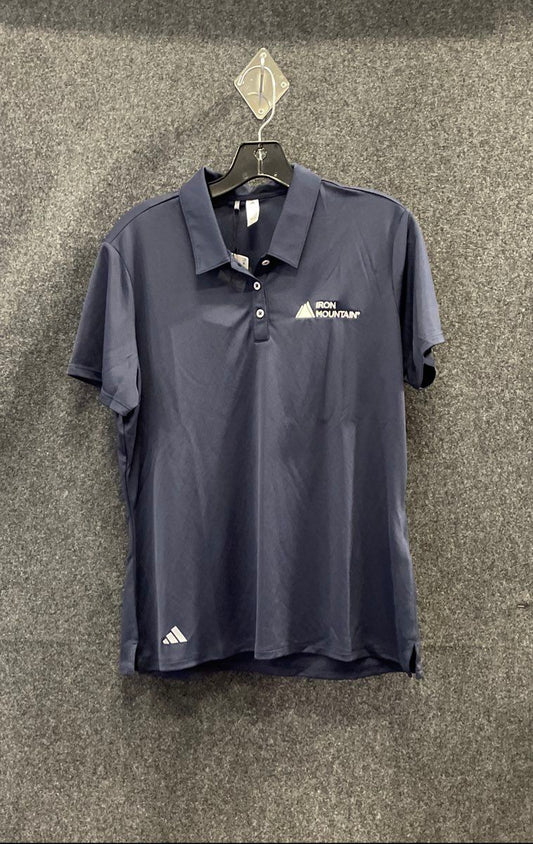 Adidas Women's Navy Blue Golf Polo Shirt Iron Mountain UPF 50 Performance L NWT