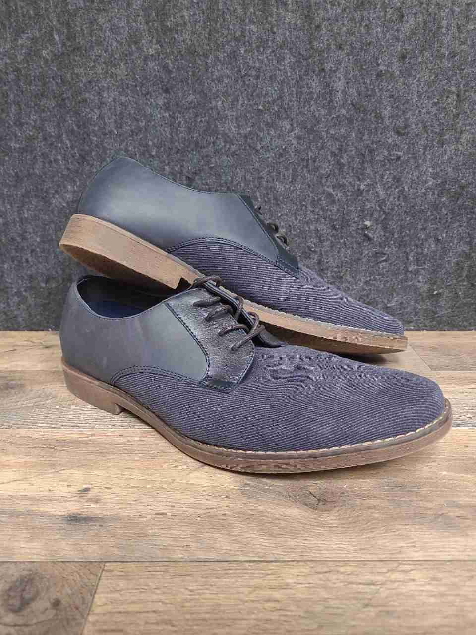J. Ferrar Marcus Navy Blue Black Textile Synthetic Plain Toe Derby Shoes Size 11