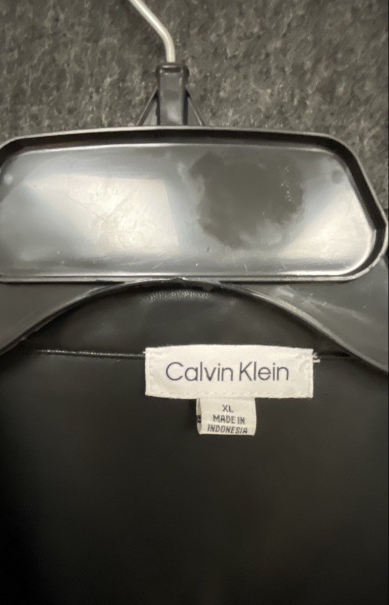Calvin Klein Women's Black Faux Leather Snap Front Shirt Jacket Shacket Size XL