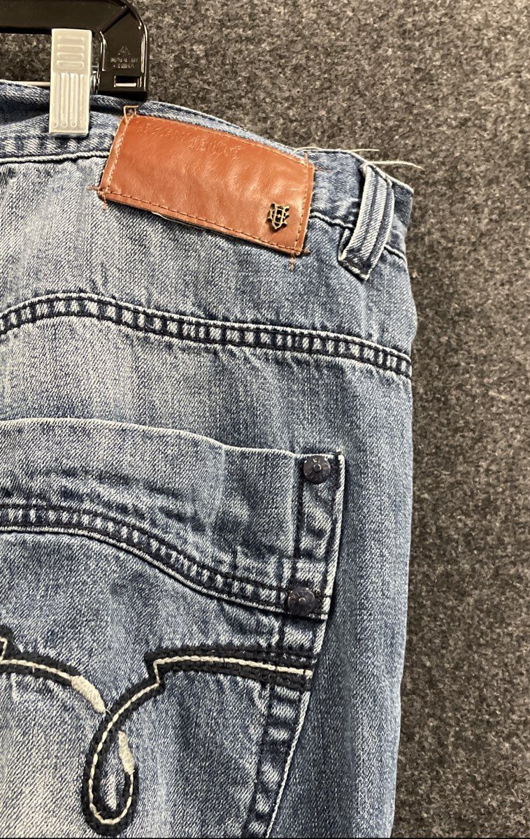 Vintage Y2K Ecko Unltd Men's Denim Shorts Baggy Embroidered Raw Uncut Sz 44