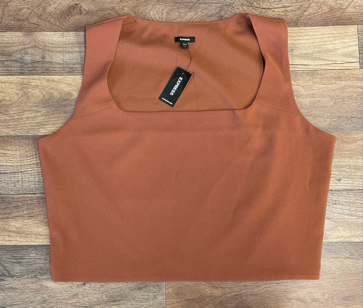 NWT Express Women's Rust Square Neck Sleeveless Cropped Top Tank Sz L