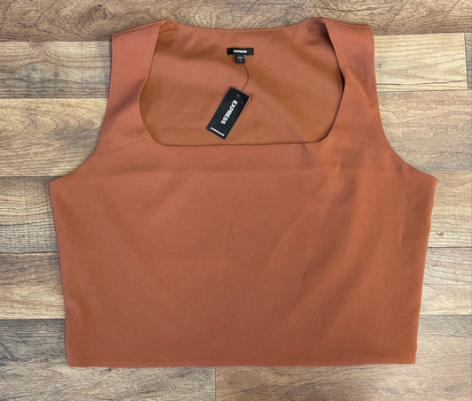 NWT Express Women's Rust Square Neck Sleeveless Cropped Top Tank Sz L