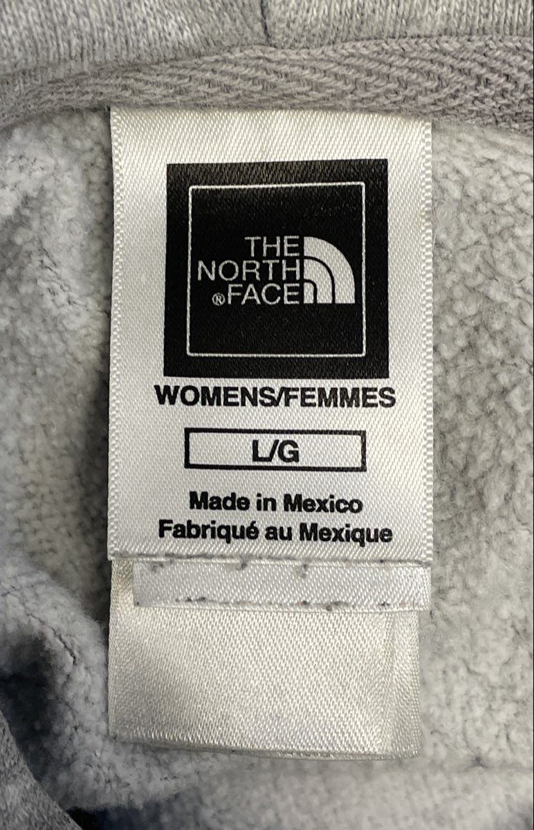 The North Face Women's Hoodie Gray Pink Logo Pullover Kangaroo Pocket Size L