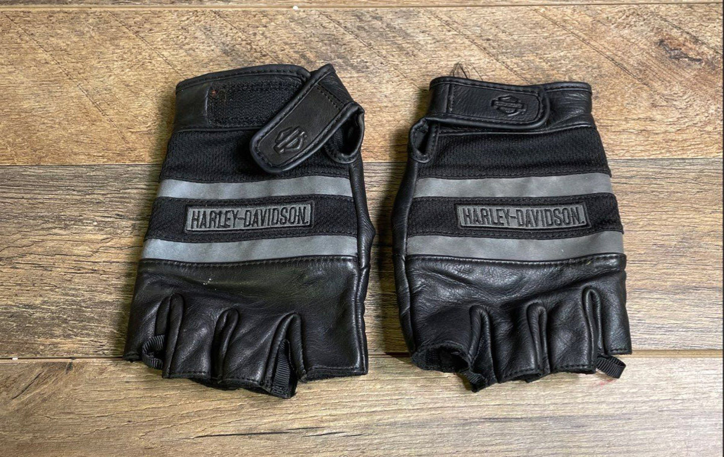 Harley-Davidson Centerline Fingerless Leather Motorcycle Gloves Reflective