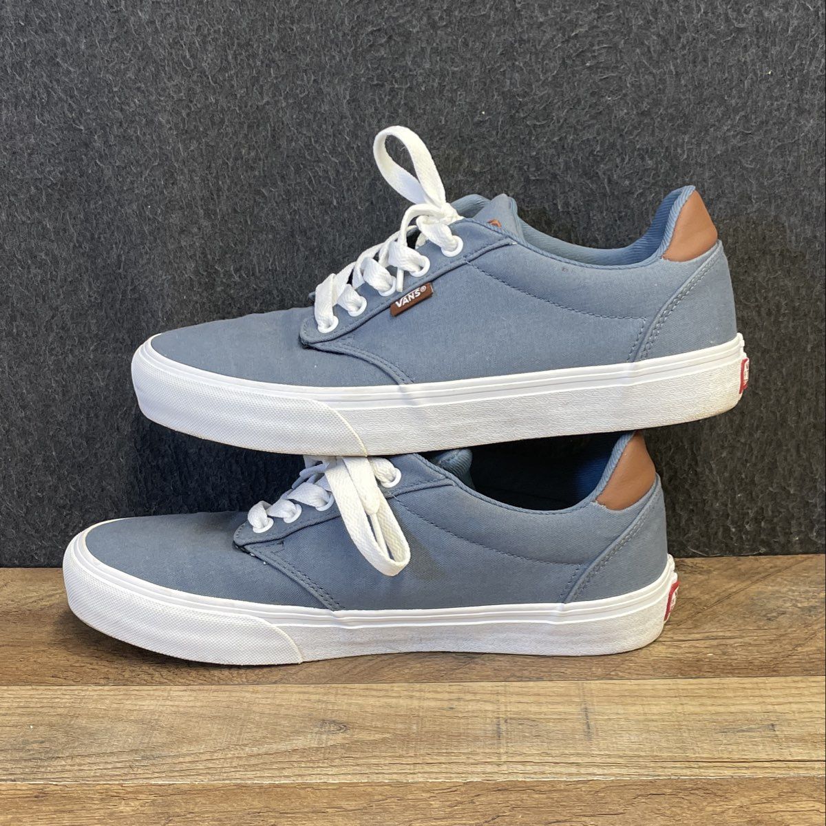 Vans Atwood Blue Brown Canvas Low-Top Sneakers Men's Size 8.5