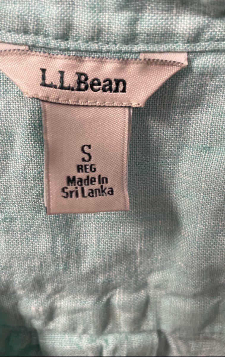 L.L.Bean Women's Aqua 100% Linen V-Neck High-Low Tunic Blouse Size S