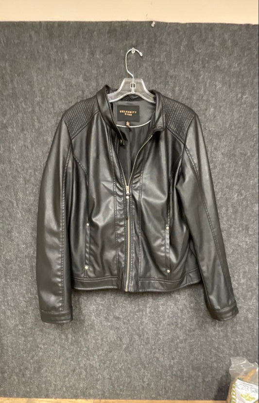 Celebrity Pink Women's Black Faux Leather Quilted Moto Jacket Sz L