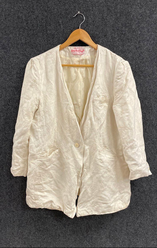Vintage 80s Giorgio Sant' Angelo Jacquard Single Button Blazer Jacket Sz 14