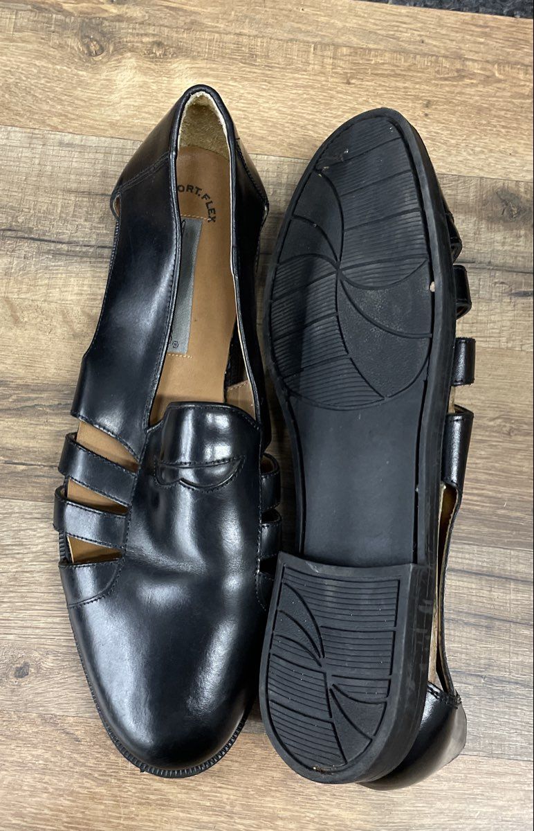 Stacy Adams Black Leather Side Cut-Out Comfort Flex Loafers Men's Size 9.5M
