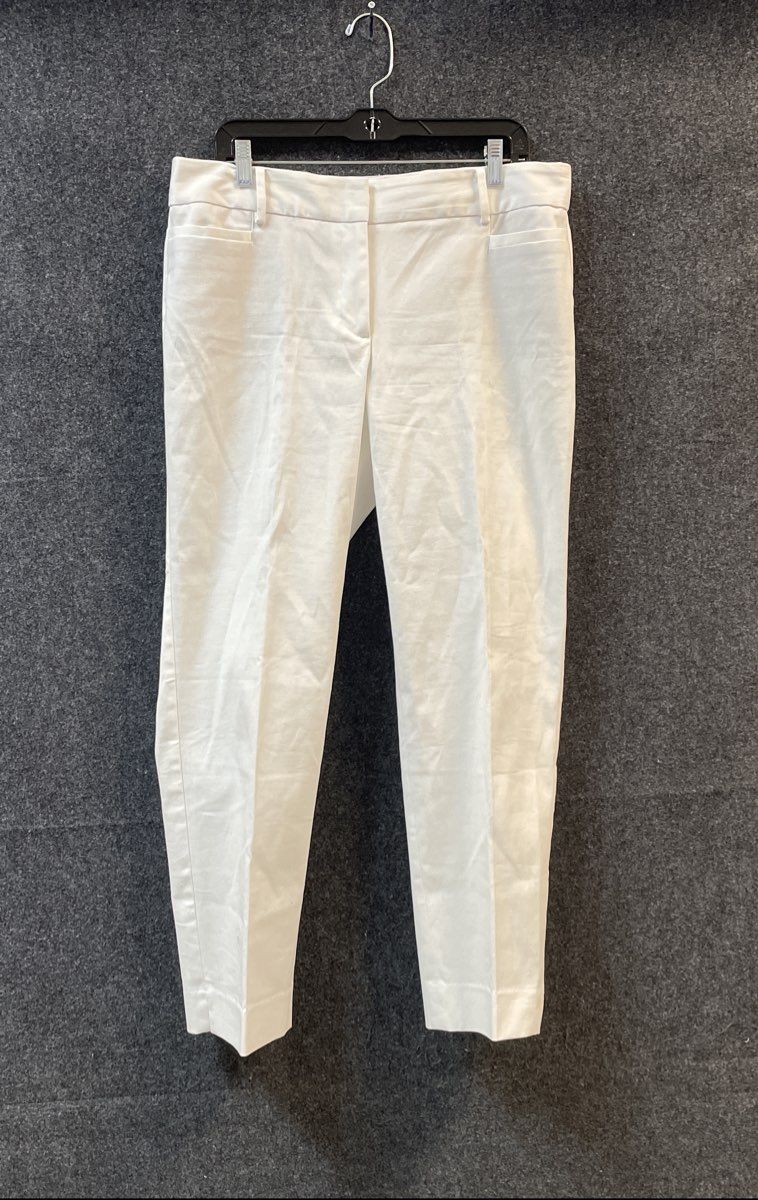 Talbots Women's Hampshire Pants White Cotton Stretch Slim Trousers Sz 12