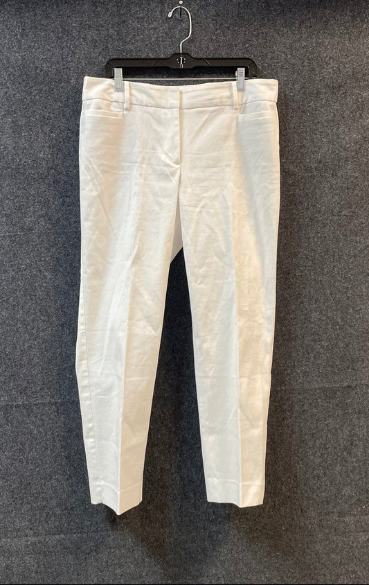 Talbots Women's Hampshire Pants White Cotton Stretch Slim Trousers Sz 12