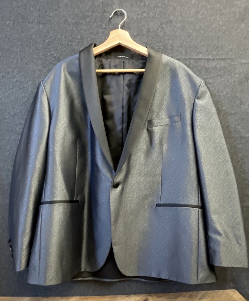 AWEARNESS Kenneth Cole Men's Gray Textured Shawl Lapel Tuxedo Blazer Sz 52R